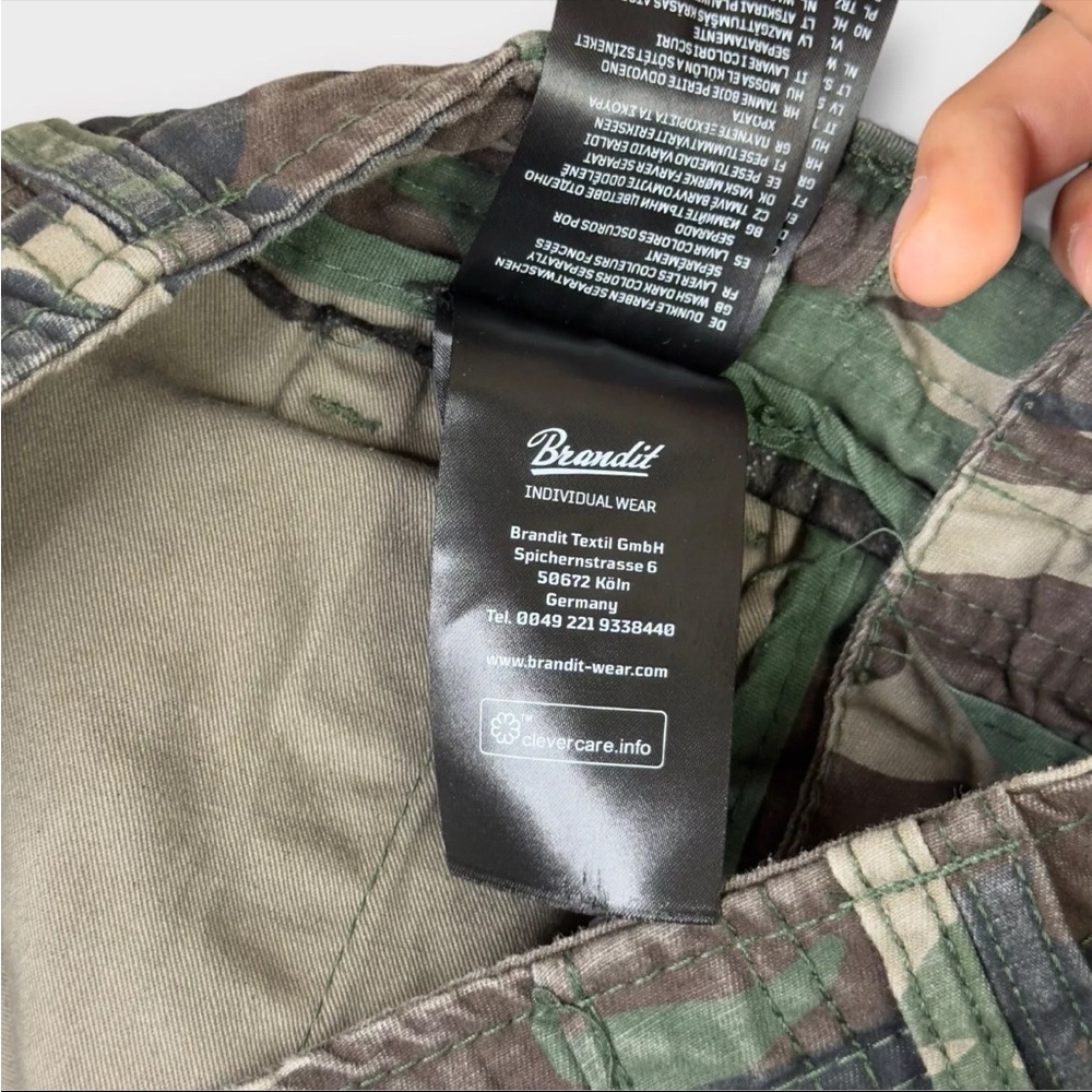 Brandit Individual Wear Camo Cargo Pants Mens M 32x30 Green Woodland drawstring - Picture 14 of 16